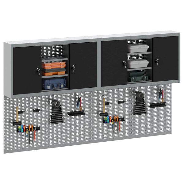 vidaXL T&ouml;&ouml;riistakappide komplekt 6 pcs Must Pulberv&auml;rvitud teras