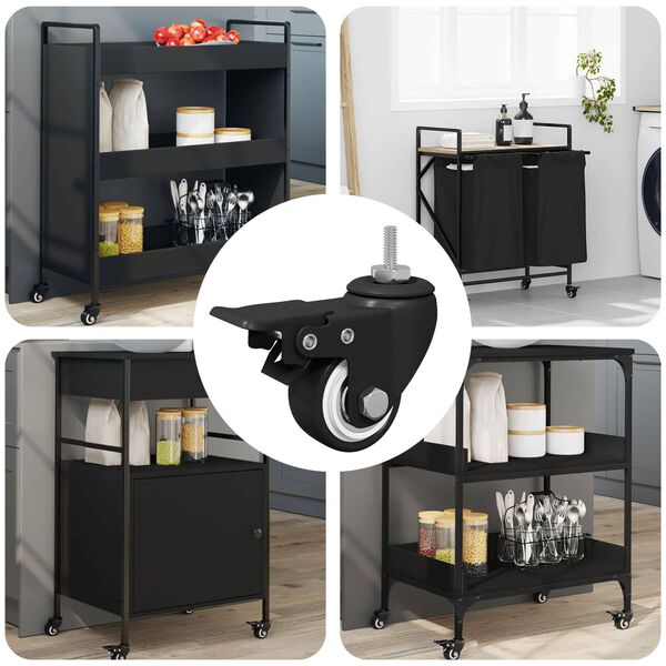 vidaXL Ratastel 12 pcs Must M6 x 37 mm Raud ja nailon