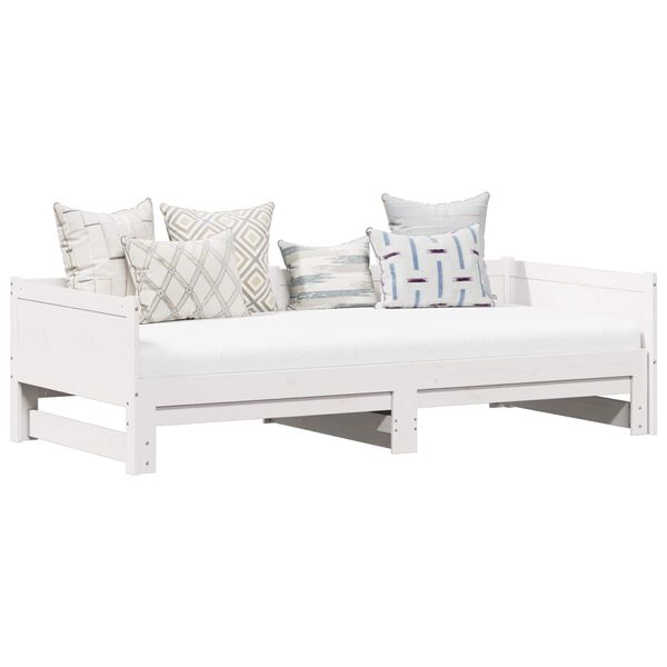 vidaXL Väljatõmmatav päevavood Valge 180 x 200 cm Tahke mänd