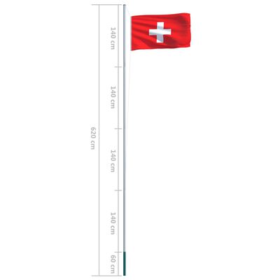 vidaXL Šveitsi lipp ja lipumast, alumiinium, 6,2 m