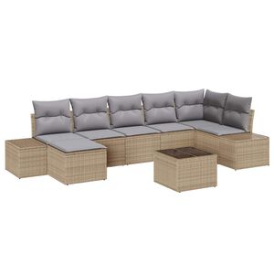 vidaXL Aia Diivanikomplekt padjaga ladustamisega 7 pcs Beež pol&uuml;rotang