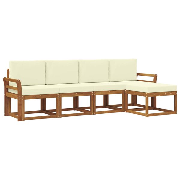 vidaXL V&auml;li diivanikomplekt 5 pcs Looduslik ja kreem Tugev akatsiapuu