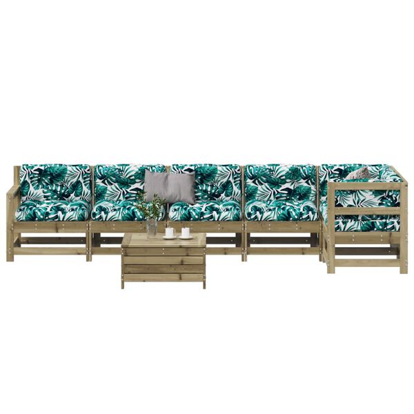 vidaXL 7-osaline aiam&ouml;&ouml;bli komplekt patjadega, immutatud m&auml;nnipuit