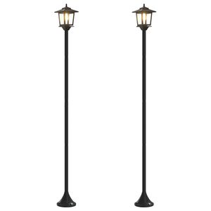 vidaXL Lamp Post Set with LED Bulb 2 tk Must 16 x 16 x 156 cm