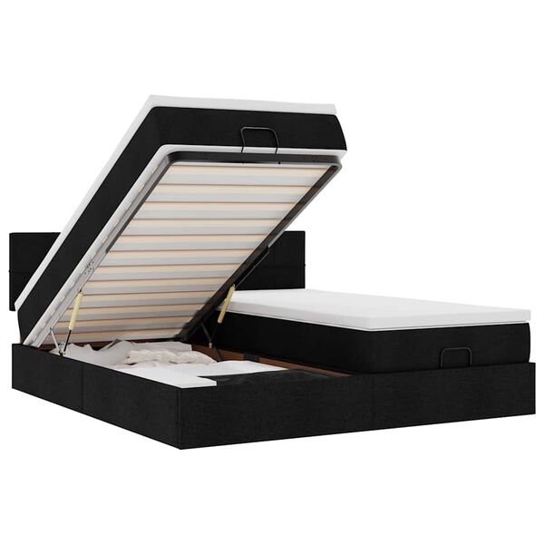 vidaXL Ottomani voodiraam madratsitega, must, 180x200cm, kangas