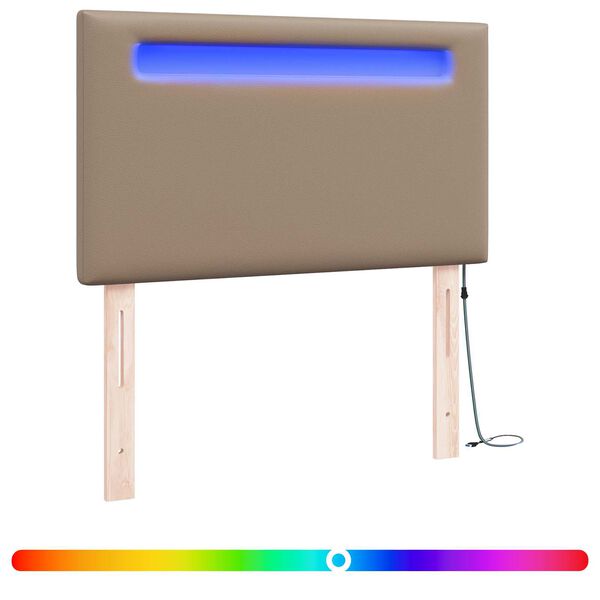 vidaXL LED peatoed Cappuccino 90 cm Kunstnahk