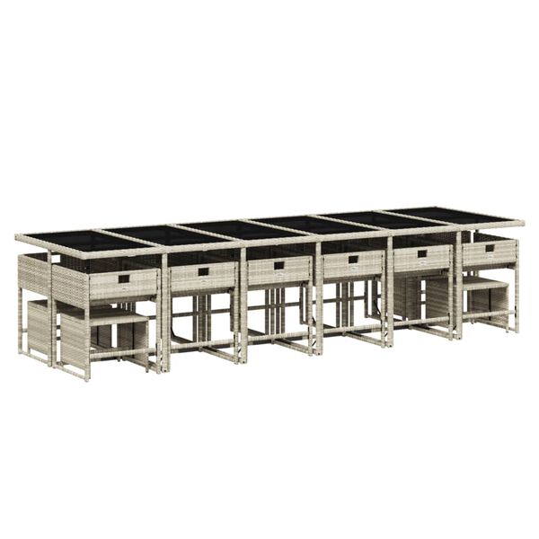 vidaXL 17-osaline aia s&ouml;&ouml;gim&ouml;&ouml;bli komplekt patjadega, hall, pol&uuml;rotang