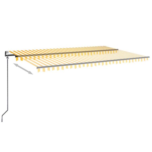 vidaXL automaatne varikatus, LED, tuuleandur, 500x350 cm kollane/valge
