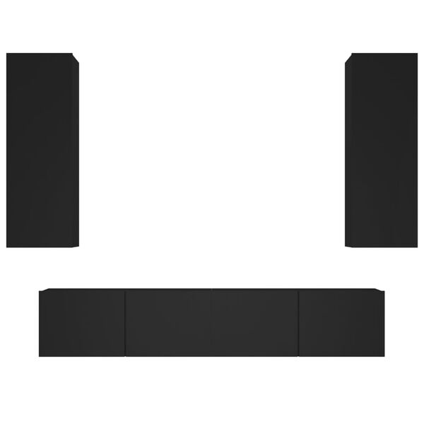 vidaXL 4-osaline telerikappide komplekt, must, tehispuit