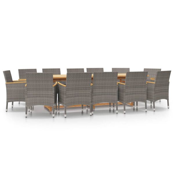 vidaXL 13-osaline aiamööblikomplekt istmepatjadega, hall