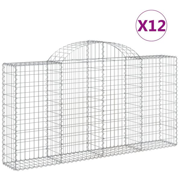 vidaXL kaarekujulised gabioonkorvid 12 tk, 200x30x100/120 cm, raud