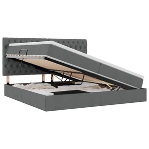 vidaXL Voodi hoiukohaga ja madratsiga Tumehall 200 x 200 cm Pol&uuml;ester