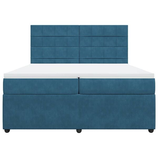 vidaXL kontinentaalvoodi madratsiga, tumesinine, 200x200 cm, samet