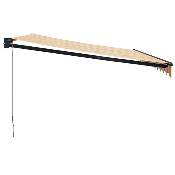 vidaXL sisset&otilde;mmatav varikatus, kollane-valge, kangas ja alumiinium