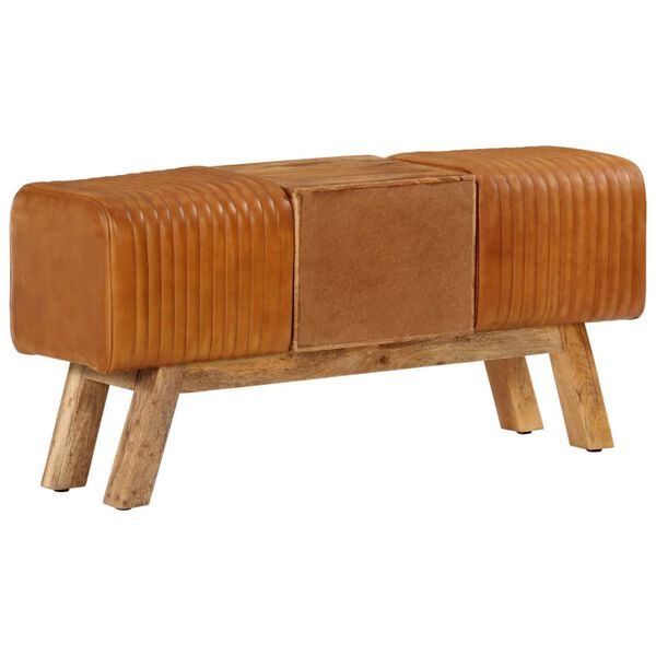 vidaXL trennipink, pruun, 107 cm, ehtne kitsenahk ja mangopuit