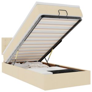 vidaXL Ottomani voodiraam madratsiga, kreemjas, 90x190cm, kangas