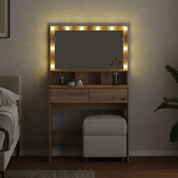 vidaXL Riietumislaud sahtliga K&auml;sit&ouml;&ouml;puu 80 x 41 x 134,5 cm Tehispuit