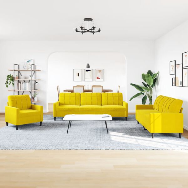 vidaXL 4-osaline diivanikomplekt patjadega, kollane, samet