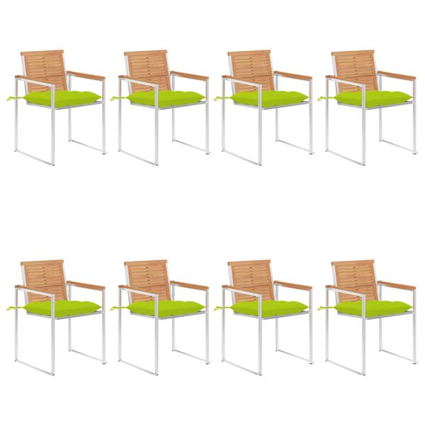 vidaXL aiatoolid patjadega, 8 tk, tiikpuu