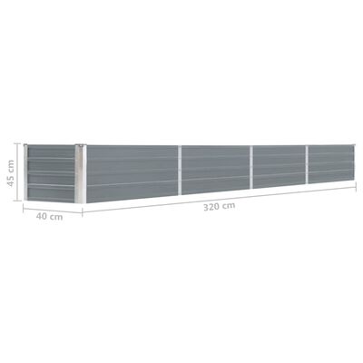 vidaXL taimelava, tsingitud teras, 320 x 40 x 45 cm, hall