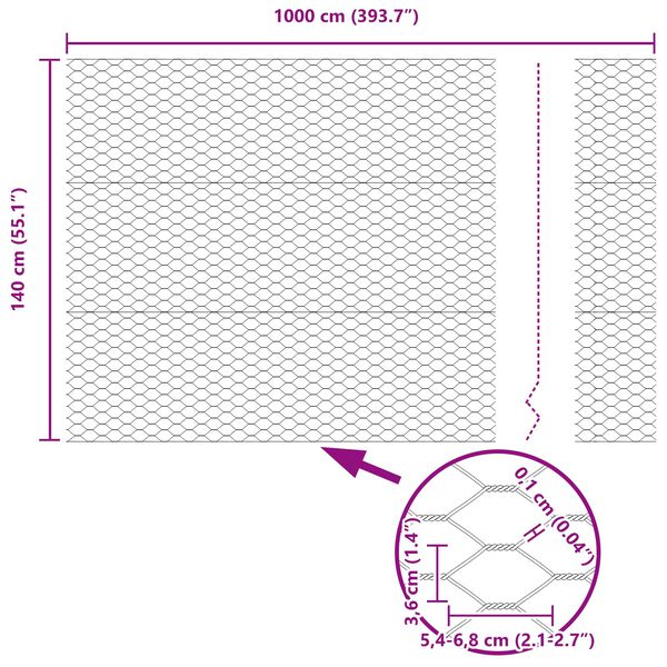 vidaXL Heksagonaalne tara Roheline 1.4 x 10 m Teras