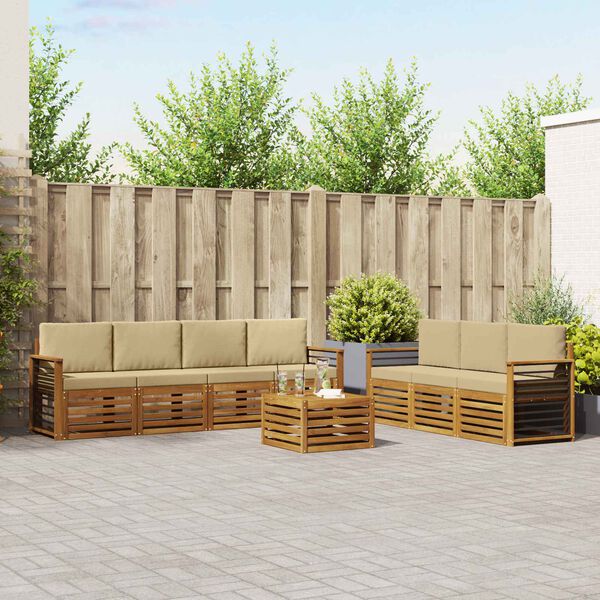 vidaXL Diivanikomplektid 8 pcs Looduslik ja beež Tugev akatsiapuu