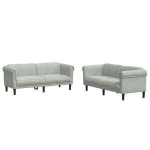 vidaXL 2-osaline diivanikomplekt, helehall, samet