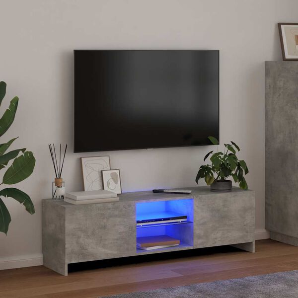 vidaXL telerialus LED-tuledega, betoonhall, 120 x 30 x 36 cm
