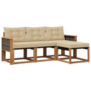 vidaXL V&auml;li diivanikomplekt padjaga 4 pcs Looduslik ja beež