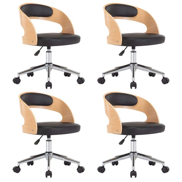 vidaXL p&ouml;&ouml;ratavad s&ouml;&ouml;gitoolid 4 tk, must, painutatud puit ja kunstnahk