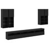 vidaXL TV seinakapikomplekt 7 pcs Must tamm Tehispuit