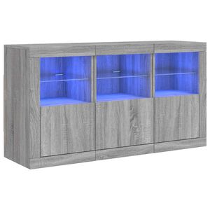 vidaXL puhvetkapp LED-tuledega, hall Sonoma tamm, 123 x 37 x 67 cm