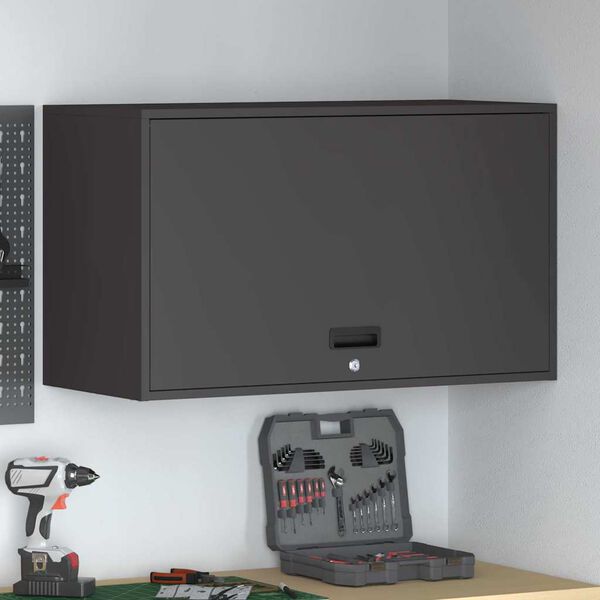 vidaXL Garage'i seina kapp Must 90 x 40 x 53 cm Pulberkattega teras