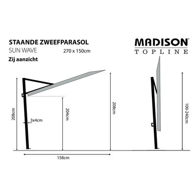 Madison päevavari rõdule "Sun Wave" 270 x 150 cm, beež, PAC3P016