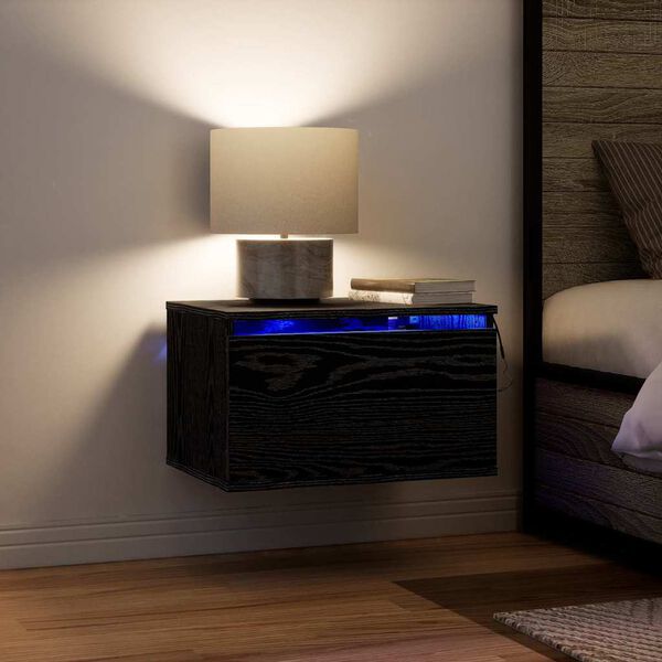 vidaXL Seinale kinnitatav &ouml;&ouml;kapp Must tamm 50 x 36 x 30 cm Tehispuit