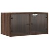 vidaXL klaasustega seinakapid 2 tk, pruun tamm, 68,5 x 37 x 35 cm