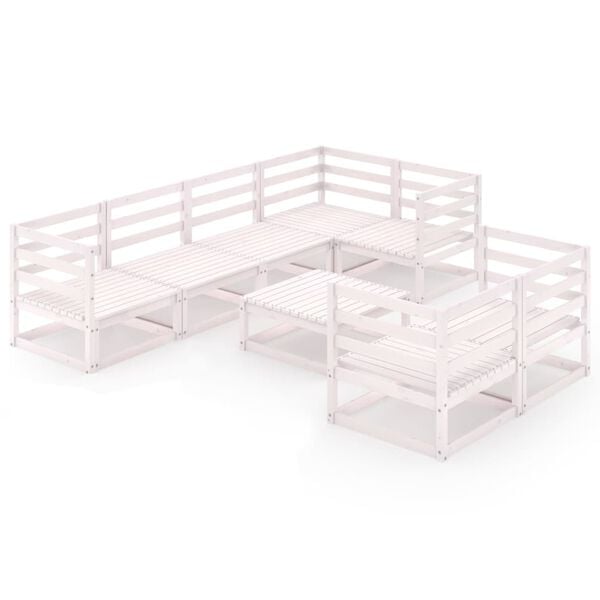 vidaXL 8-osaline aiam&ouml;&ouml;bli komplekt valge, toekas m&auml;nnipuit