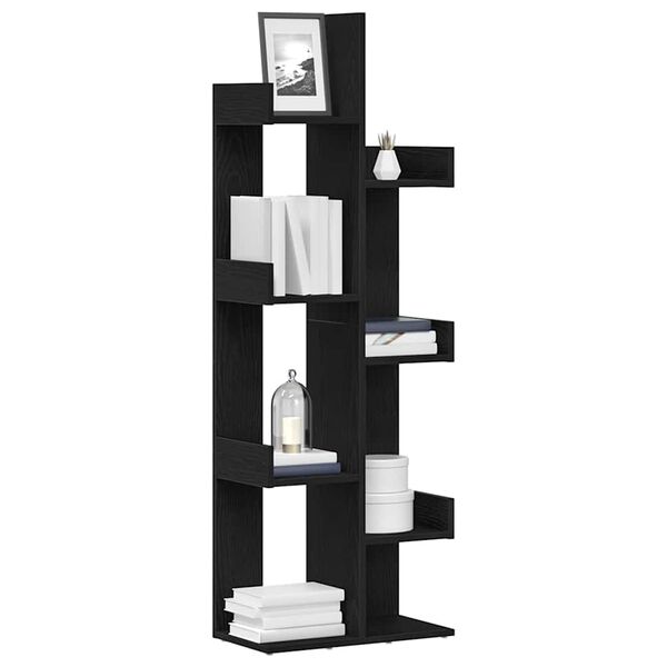 vidaXL Raamatukapp Must tamm 48 x 25,5 x 140 cm Tehispuit