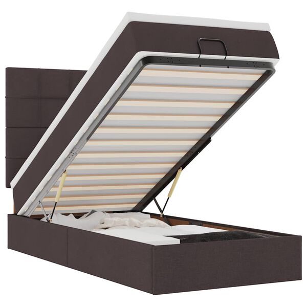 vidaXL Ottomani voodiraam madratsiga, tumepruun, 100x200cm, kangas
