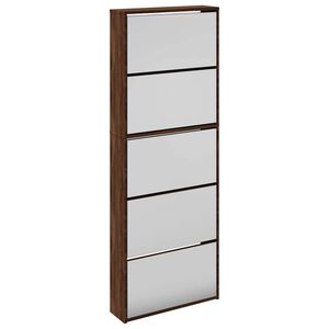 vidaXL 5 sahtliga kingakapp peegliga, pruun tamm, 63x17x169,5 cm