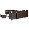 vidaXL 13-osaline aiamööblikomplekt patjadega, polürotang, pruun