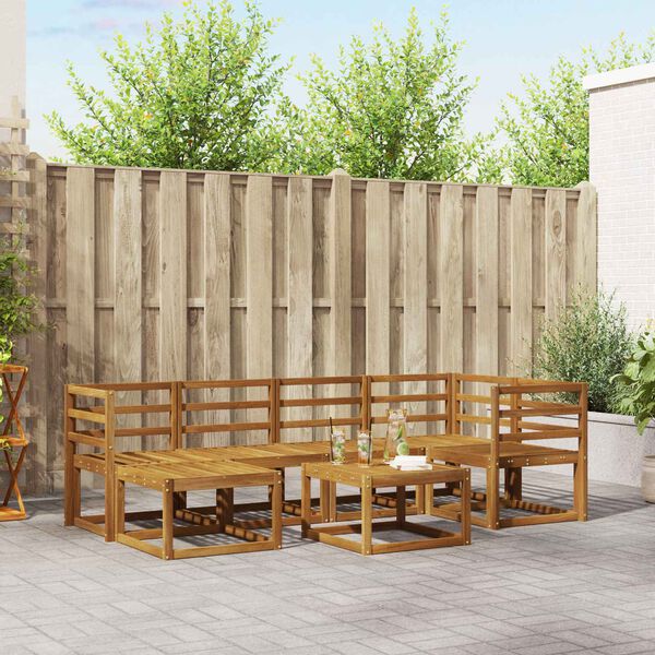 vidaXL V&auml;li diivanikomplekt padjaga 7 pcs Looduslik ja Hele Hall