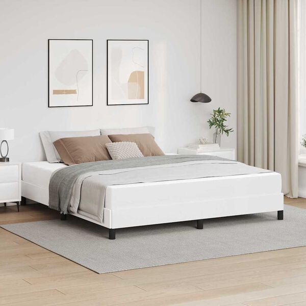 vidaXL Voodi raam madratsiga PUHAS VALGE 180 x 200 cm kangas