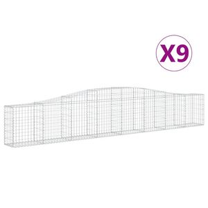 vidaXL kaarekujulised gabioonkorvid 9 tk, 400x30x60/80 cm, raud
