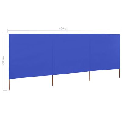vidaXL tuulekaitse sein 3 paneelist, kangas, 400 x 160 cm, taevasinine
