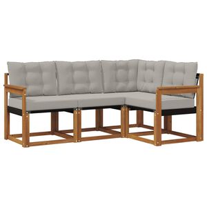 vidaXL V&auml;li diivanikomplekt padjaga 4 pcs Looduslik ja Hele Hall