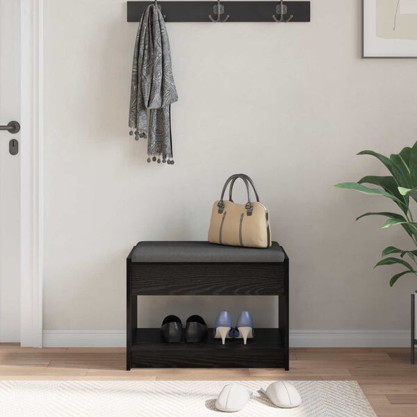 vidaXL Hallipink padjaga riiuliga Must Tamm 63 x 38 x 45 cm