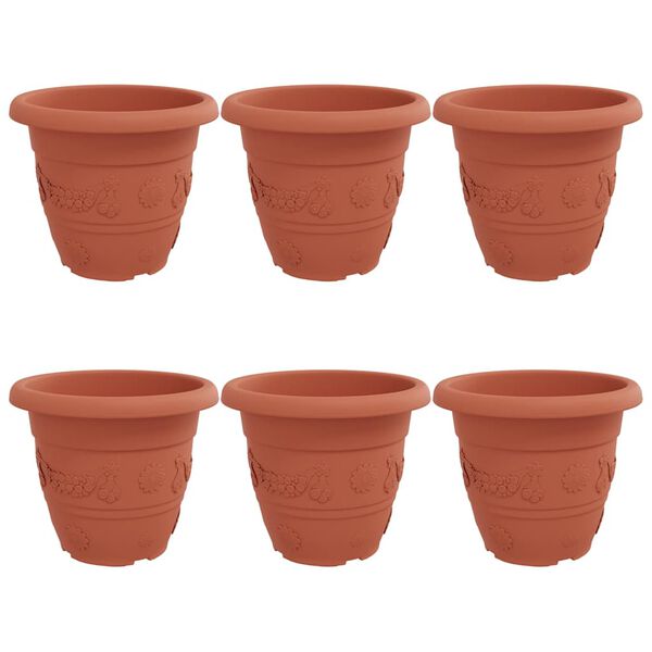 vidaXL &Uuml;mmargune lillepott 6 pcs Kohviroosa &Oslash; 26 x 21.5 cm Plastmass