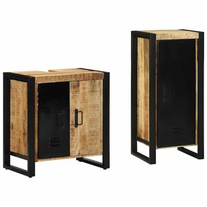 vidaXL Vannitoa m&ouml;&ouml;bleset sahtliga 2 pcs Pruun ja must Tugev mango puu