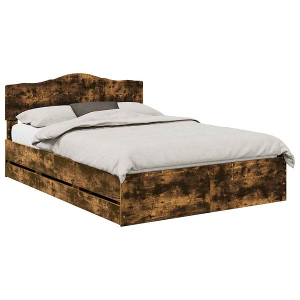 vidaXL Voodi raam sahtliga Suitsetatud tamm 140 x 200 cm Inseneripuit